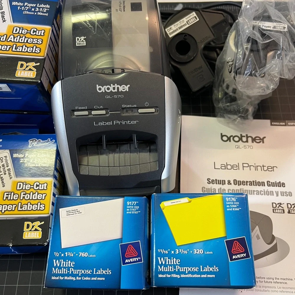 EUC Brother QL-570 Label Printer with 6 rolls of labels